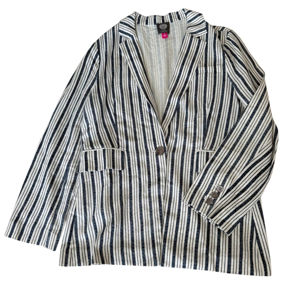 Vince Camuto Summer Oasis Linen Blend Striped Blazer size 8